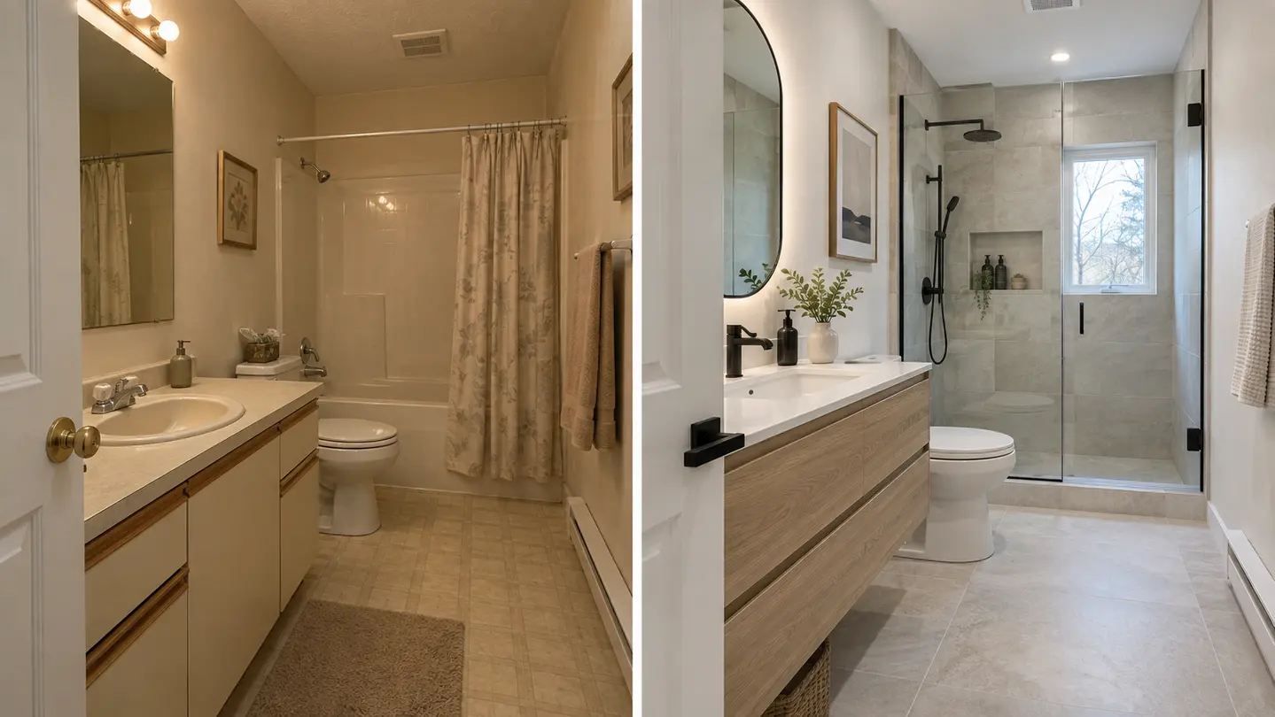Comparaison avant et après d’une salle de bain rénovée